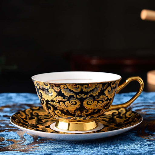 Golden Turkish Style Bone China Coffee Cup and Saucer Set-2