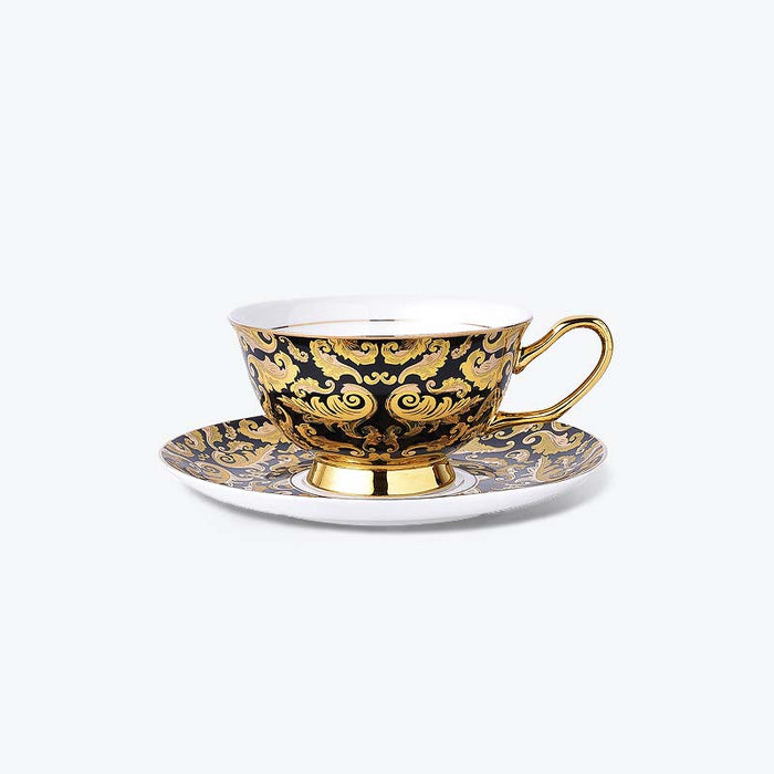 Golden Turkish Style Bone China Coffee Cup and Saucer Set-1