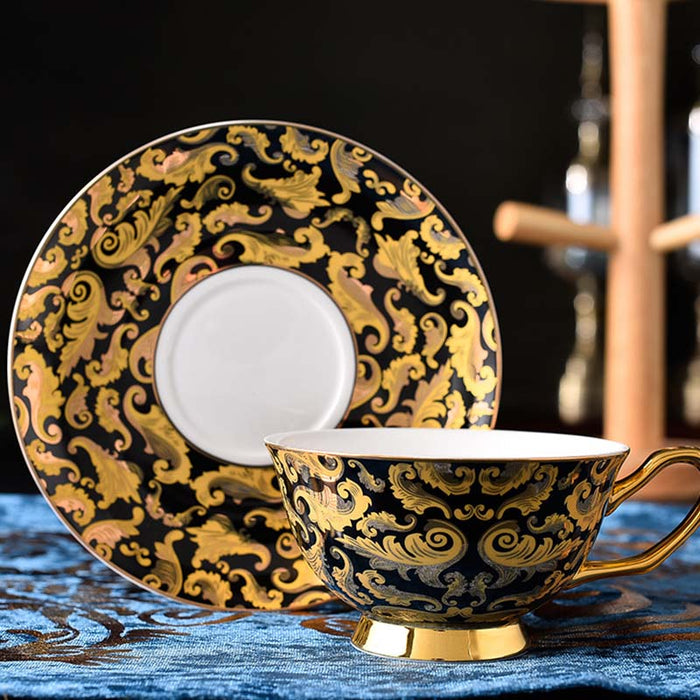 Golden Turkish Style Bone China Coffee Cup and Saucer Set-5