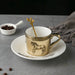 Golden Wildlife Animal Pattern Ceramic Coffee Cup and Saucer Set-4