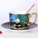 Golden Rim Animal Pattern Ceramic Coffee Cup Set-2