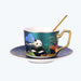 Golden Rim Animal Pattern Ceramic Coffee Cup Set-1