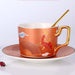 Golden Rim Animal Pattern Ceramic Coffee Cup Set-11