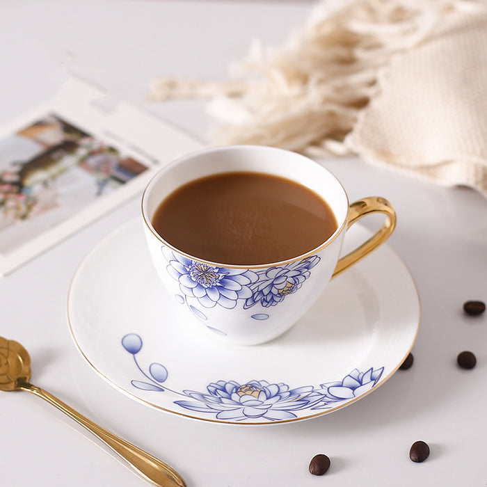 Blue Iris Bone China Coffee Cup and Saucer Set-2