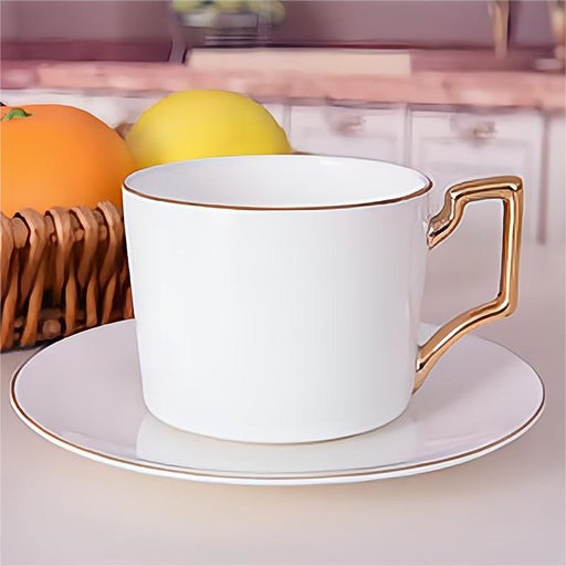 Gold Handle Bone China Coffee Cup and Saucer Set-2