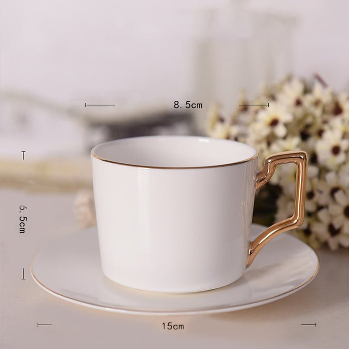 Gold Handle Bone China Coffee Cup and Saucer Set-3