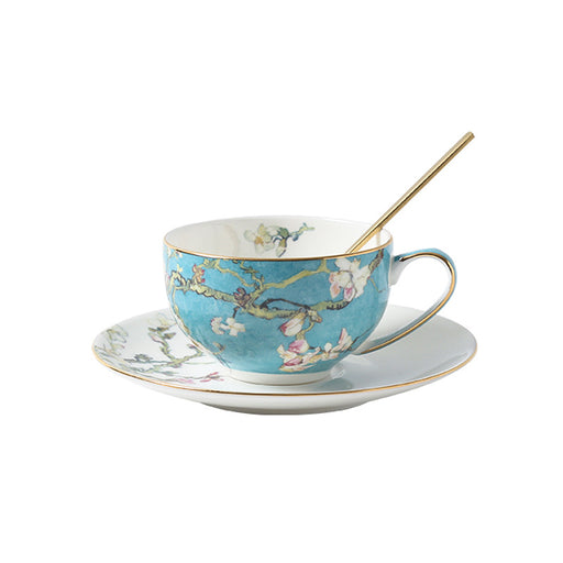 Branch and Flower Bone China Coffee Cup and Saucer Set of 2-2