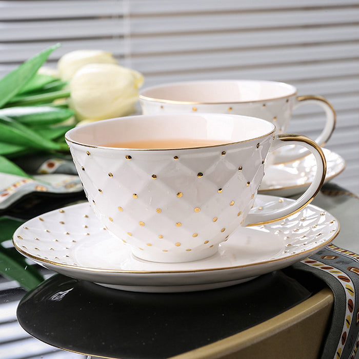 Gold Spot Golden Rim Coffee Cup and Saucer Set-3