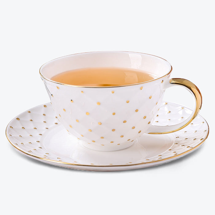 Gold Spot Golden Rim Coffee Cup and Saucer Set-1