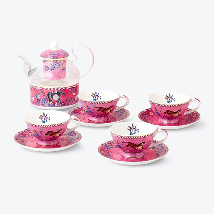 Pink Tiger Jungle Ceramic Tea Set-1