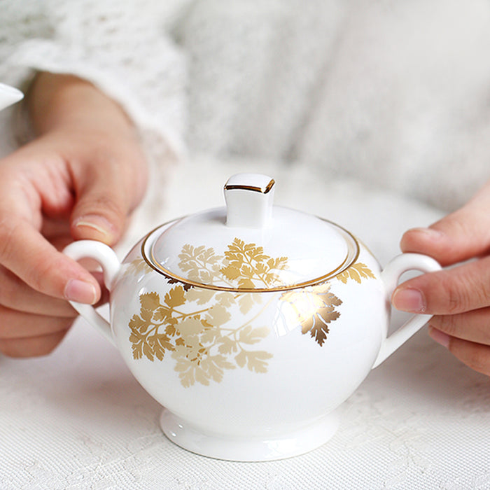Gold Maple Leaf Bone China Tea Set-3