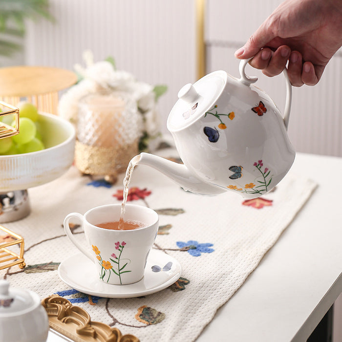 English Butterfly Flower Ceramic Tea Set-3