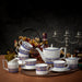 Blue Gold Stripe Bone China Tea Set-2