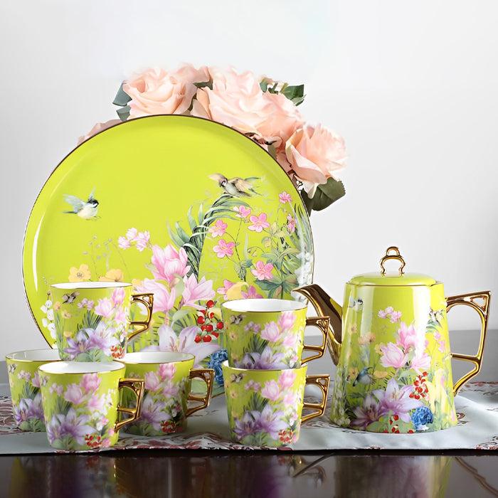 English Flower Bird Plant Ceramic Tea Set-2