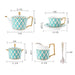 Bone China Green Diamond Grid Cup Tea Set-4