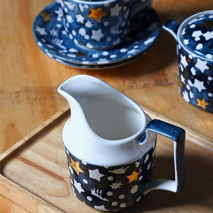 Blue Starry Sky Hand-Painted Ceramic Tea Set-6