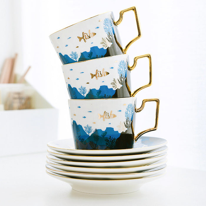 Underwater World Gold Trim Ceramic Tea Set-6