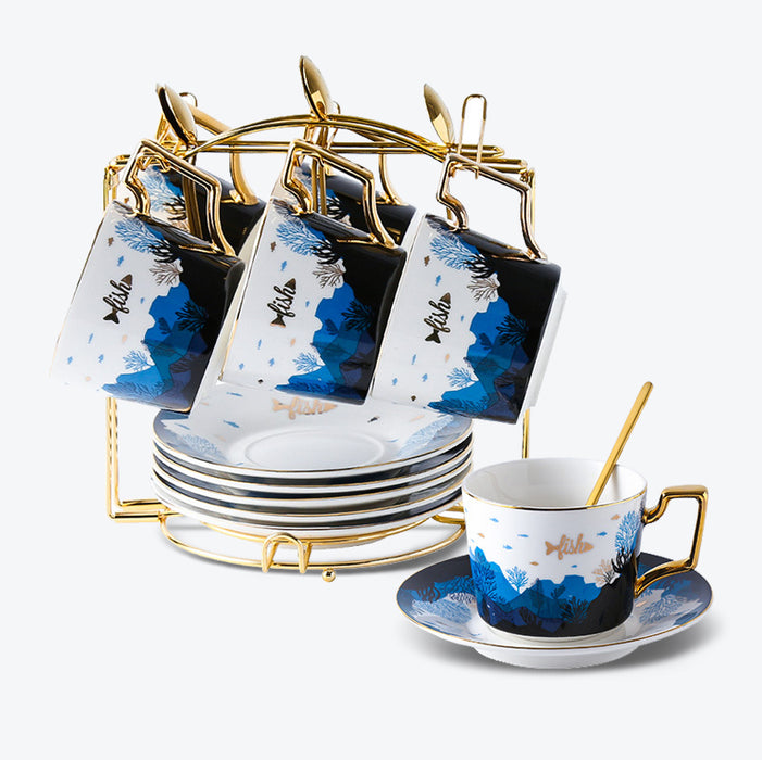 Underwater World Gold Trim Ceramic Tea Set-4