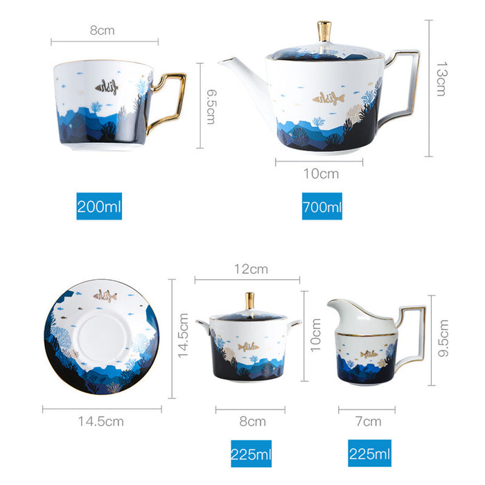 Underwater World Gold Trim Ceramic Tea Set-9
