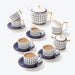 Bone China Blue Geometric Gold Trim Ceramic Tea Set-5