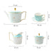 Light Blue Plaid Gold Trim Ceramic Tea Set-5