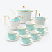 Light Blue Plaid Gold Trim Ceramic Tea Set-3