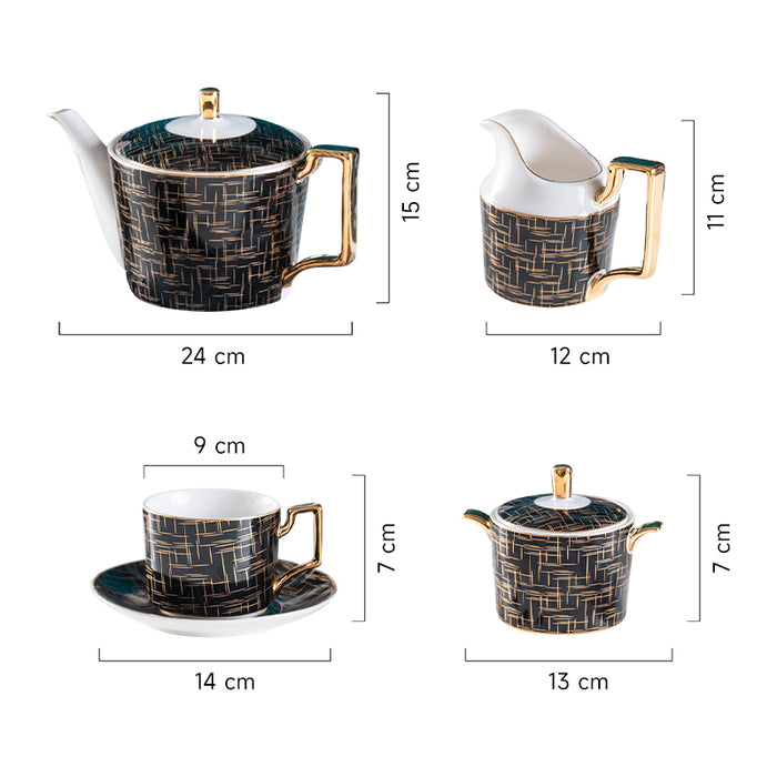 Bone China Gold Lines Pattern Tea Set-7