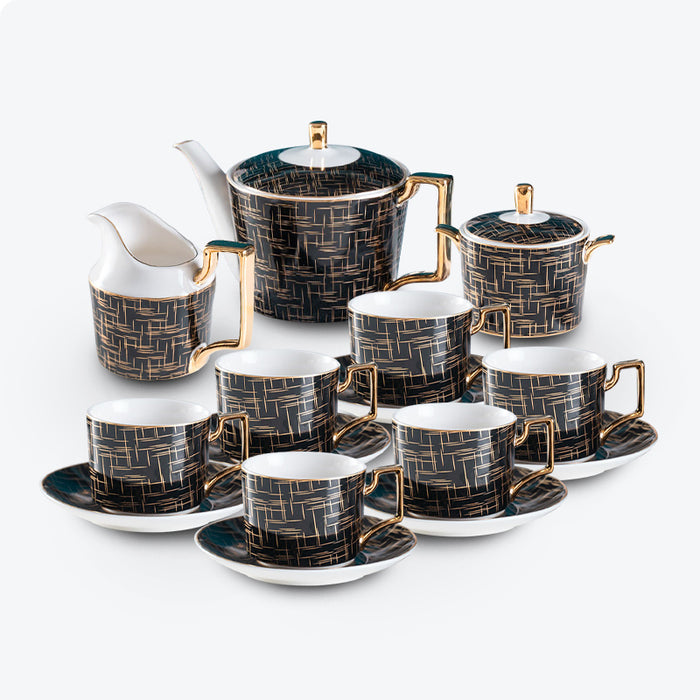 Bone China Gold Lines Pattern Tea Set-4