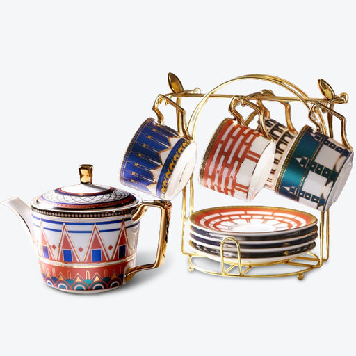 British Architecture Gold Trim Ceramic Tea Set-1