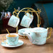 Carp Pattern Gold Trim Frosted Ceramic Tea Set-4