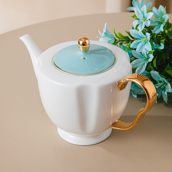 Luxury Bone China Gold Trim Ceramic Tea Set-5