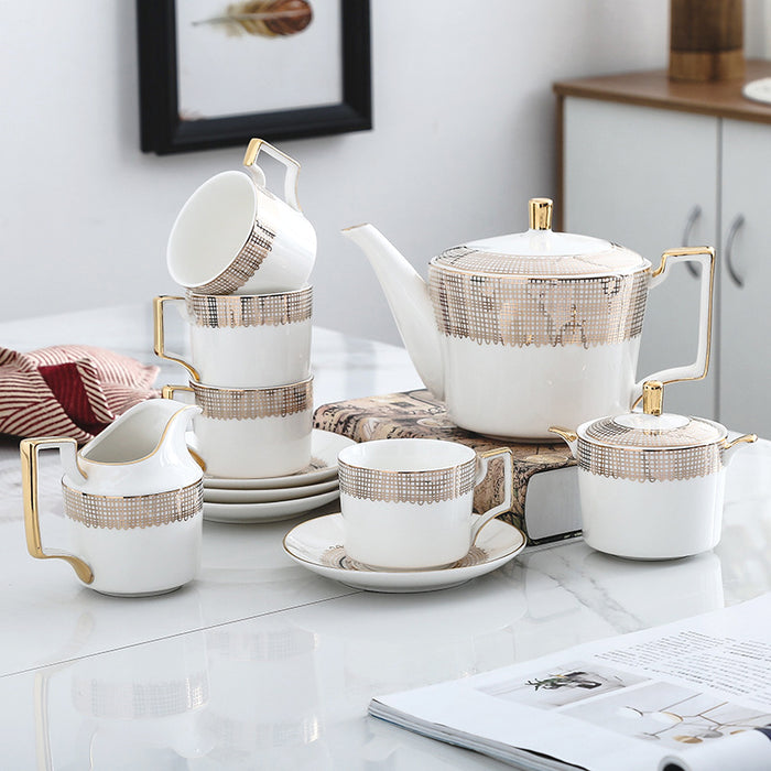 Modern Gold Trim Ceramic Tea Set-2