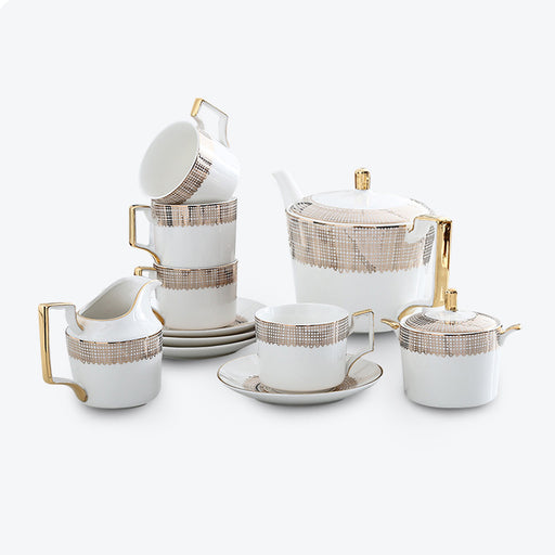 Modern Gold Trim Ceramic Tea Set-1