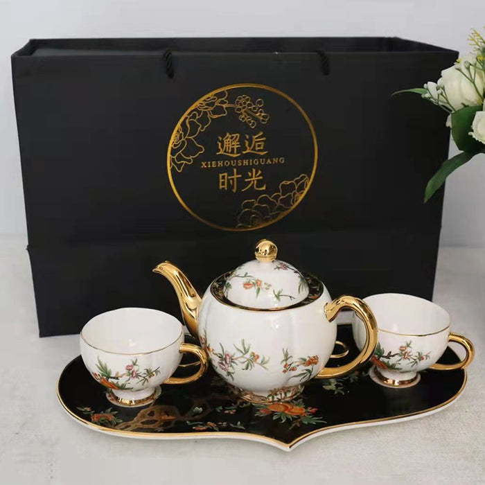 Branches and Flowers Bone China Gold Trim Tea Set-4