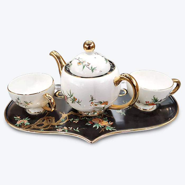 Branches and Flowers Bone China Gold Trim Tea Set-1