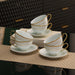 Bone China White Plaid Cup Gold Trim Ceramic Tea Set-3