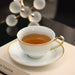 Bone China White Plaid Cup Gold Trim Ceramic Tea Set-4