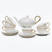 Bone China White Plaid Cup Gold Trim Ceramic Tea Set-1