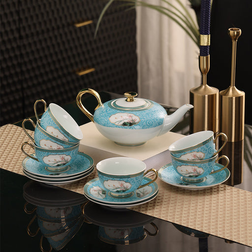 Blue Enamel Flower Pattern Tea Set-2