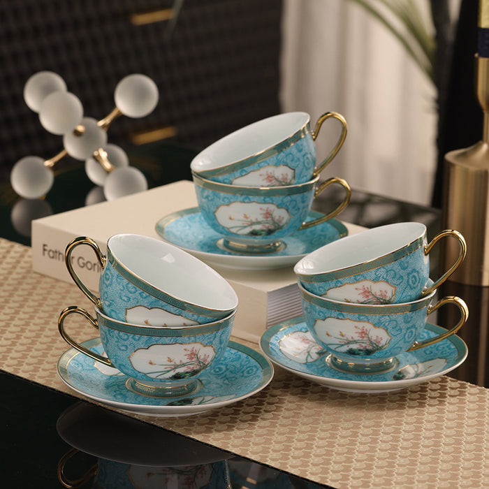 Blue Enamel Flower Pattern Tea Set-3