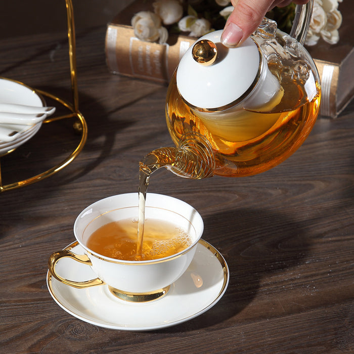 Luxury Bone China Gold Trim Tea Set-5
