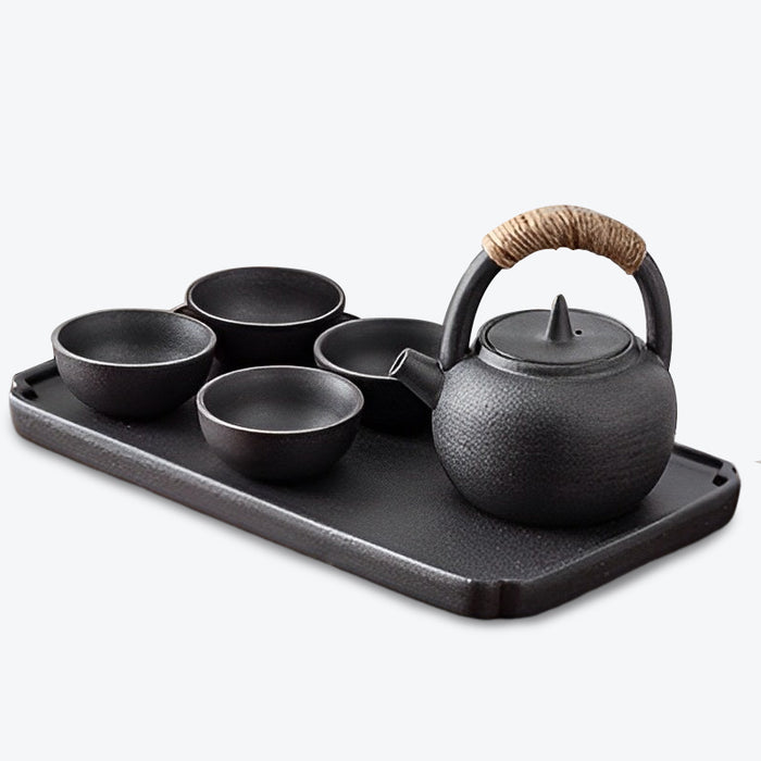 Black and White Ceramic Kung Fu Tea Set-5