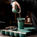 Vintage Green Glaze Ceramic Teapot-4
