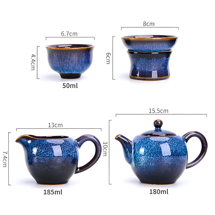 Blue Flambe Glaze Ceramic Kung Fu Tea Set-3