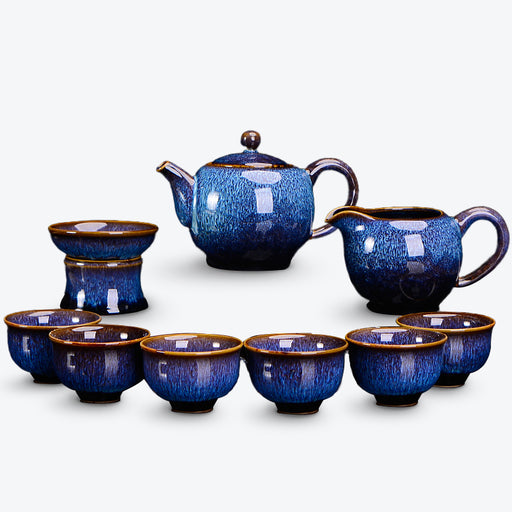 Blue Flambe Glaze Ceramic Kung Fu Tea Set-1
