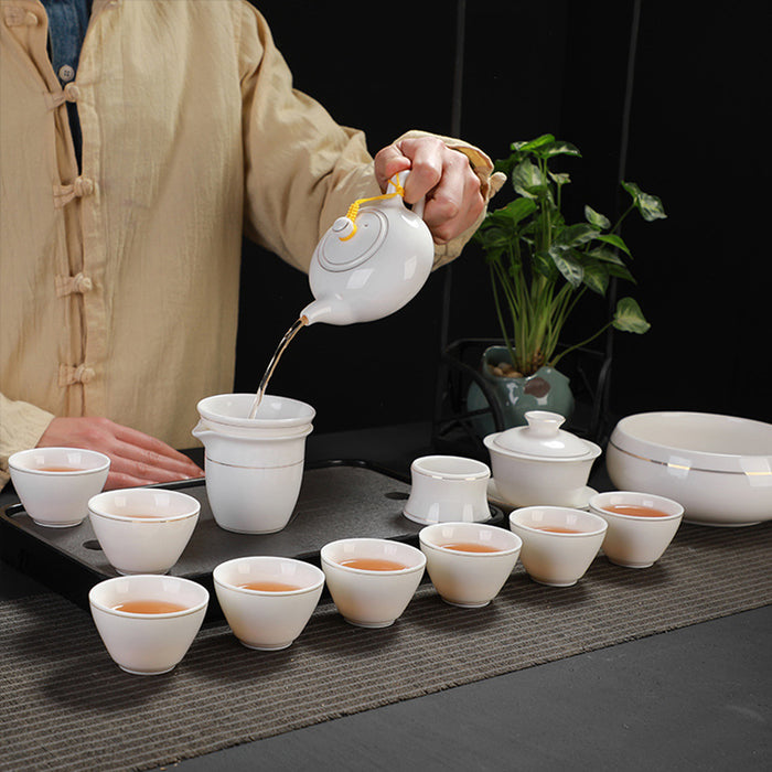 Chinese Jade Porcelain Kung Fu Tea Set-2