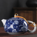 Elegant Blue Flowers Teapot-2