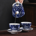 Elegant Blue Flowers Teapot-8