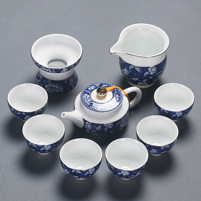 Blue and White Flower Ceramic Kung Fu Tea Set-2