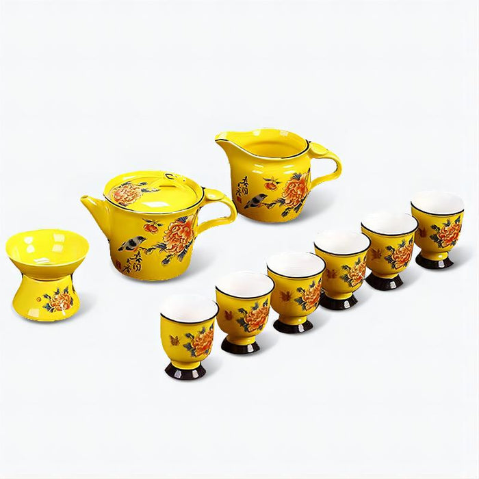Classical Flower Ceramic Kung Fu Tea Set-1